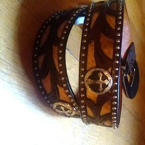Western cowboy DDD leather belt roan hair